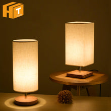 Load image into Gallery viewer, New Japanese Tatami Style Simple Table Lamps with Fabric Lamp Shade E27 Study Bedside Standing Lamp for Desktop Fixtures