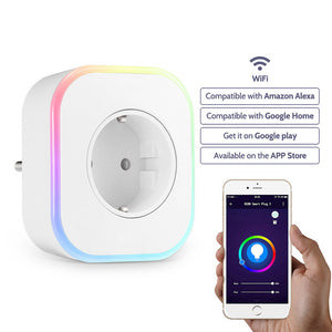 Alexa Smart EU Plug Wifi Socket Outlet With RGB Night Lamp Power Monitor USB Interface Timing Standard Plug Google Home IFTTT