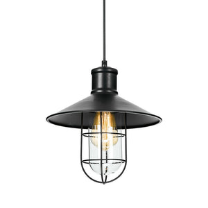 Dorren 1-light Barn Pendant,Iron Cone Lamp Shade with Glass,Height-Adjustable Hanging to Industrial Style(Black)