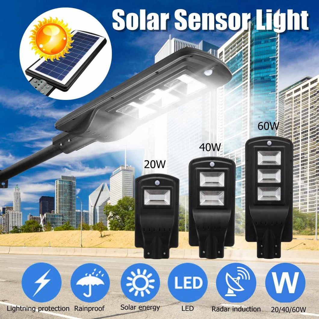 20/40/60W Solar LED Wall Street Light Radar Induction PIR Motion Sensor Outdoor Lamp Lightning For Home Residential Courtyard